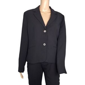 AK Ann Klein Two Button Black Blazer